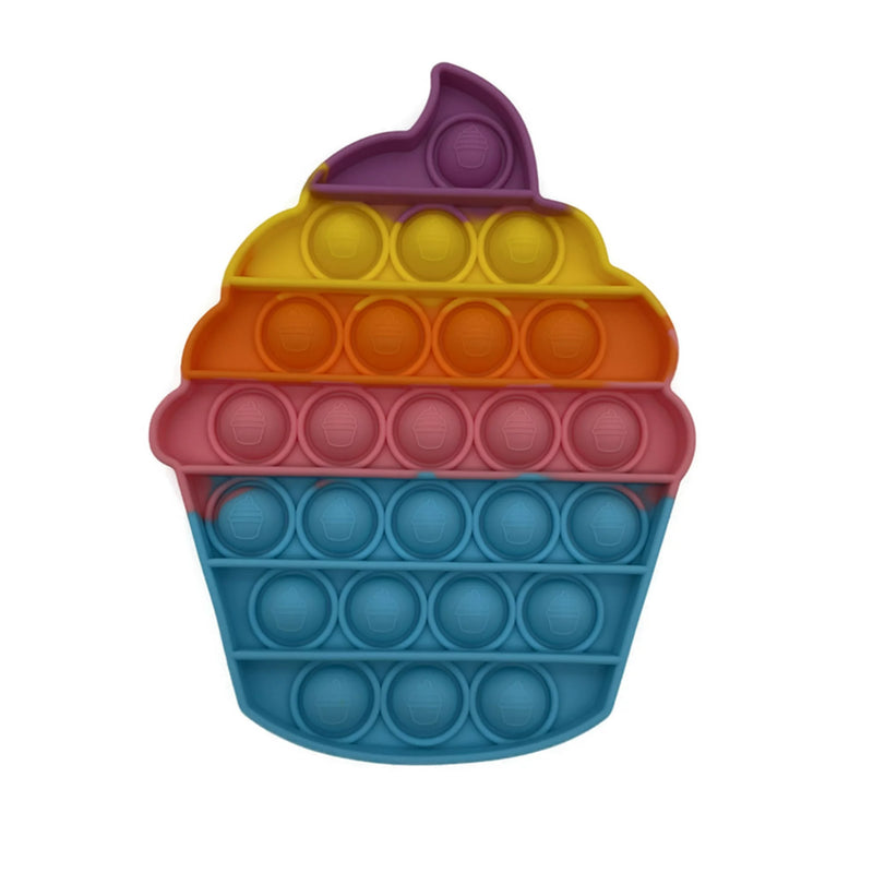 HDTech Rainbow Cupcake Shape Push Pop Bubble Sensory Fidget Toy for Kids