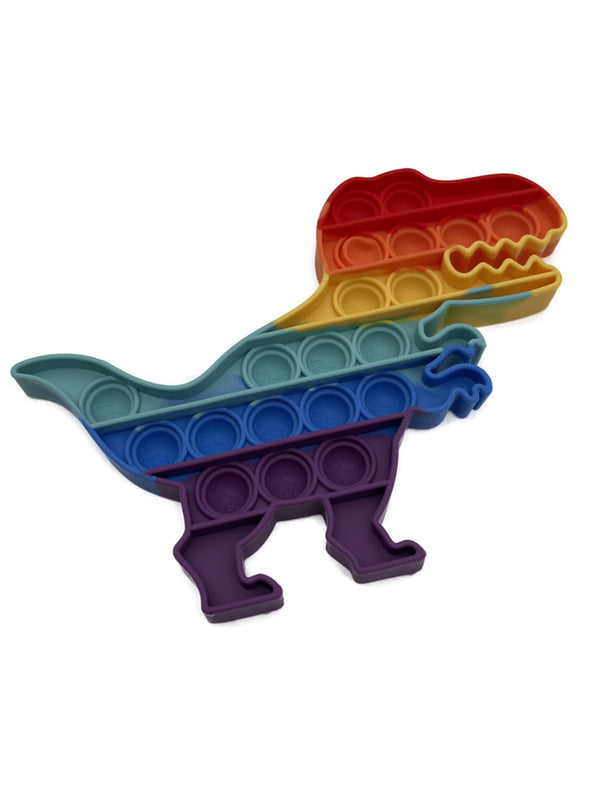 HDTech Rainbow Dinosaur Shape Push Pop Bubble Sensory Fidget Toy for Kids