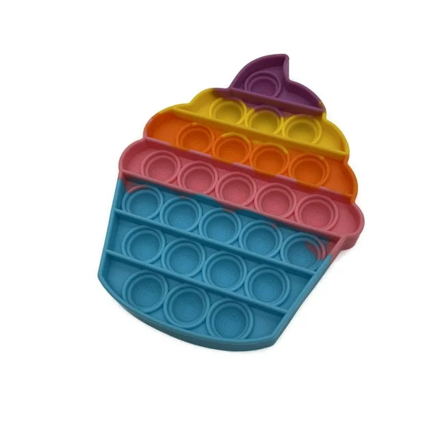 HDTech Rainbow Cupcake Shape Push Pop Bubble Sensory Fidget Toy for Kids